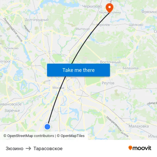Зюзино to Тарасовское map