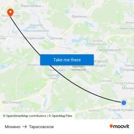 Монино to Тарасовское map