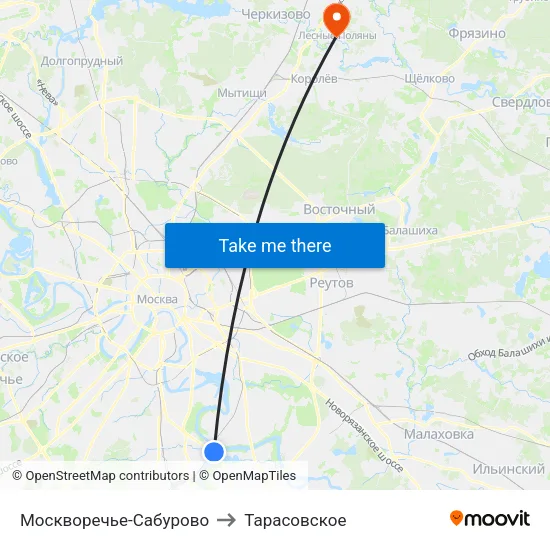 Москворечье-Сабурово to Тарасовское map