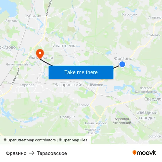 Фрязино to Тарасовское map