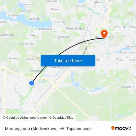 Медведково (Medvedkovo) to Тарасовское map