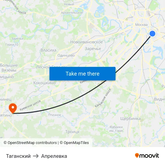Таганский to Апрелевка map