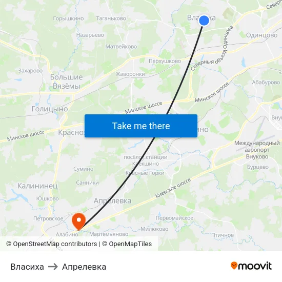 Власиха to Апрелевка map