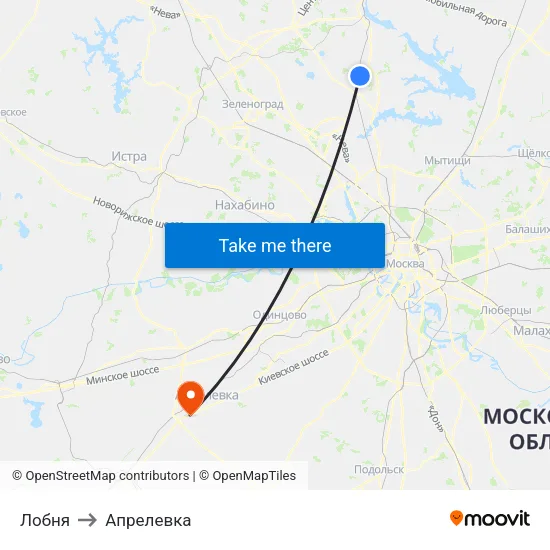 Лобня to Апрелевка map
