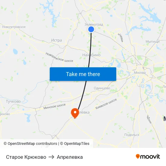 Старое Крюково to Апрелевка map