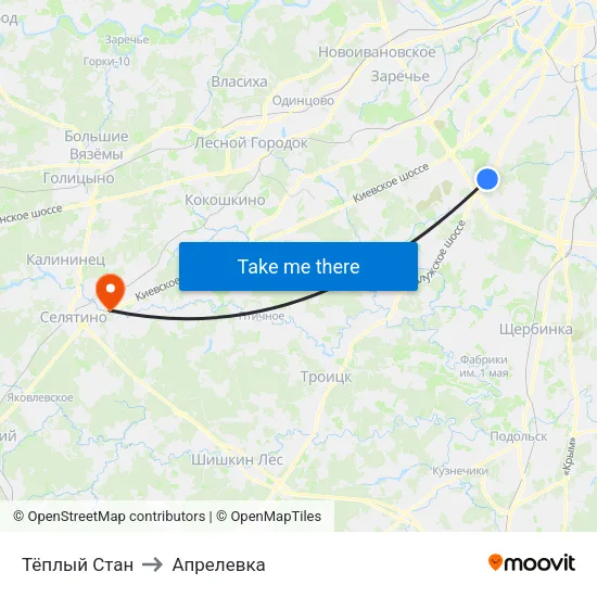 Тёплый Стан to Апрелевка map
