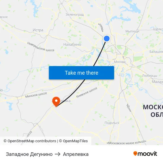 Западное Дегунино to Апрелевка map
