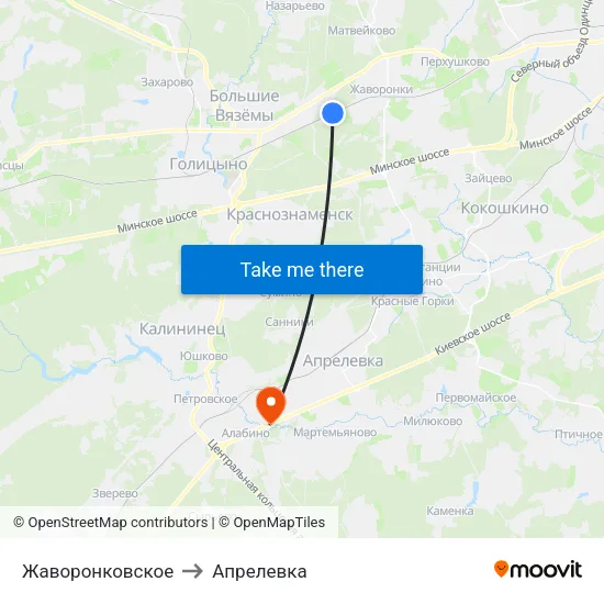 Жаворонковское to Апрелевка map