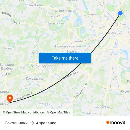 Сокольники to Апрелевка map