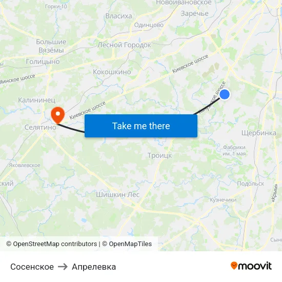 Сосенское to Апрелевка map