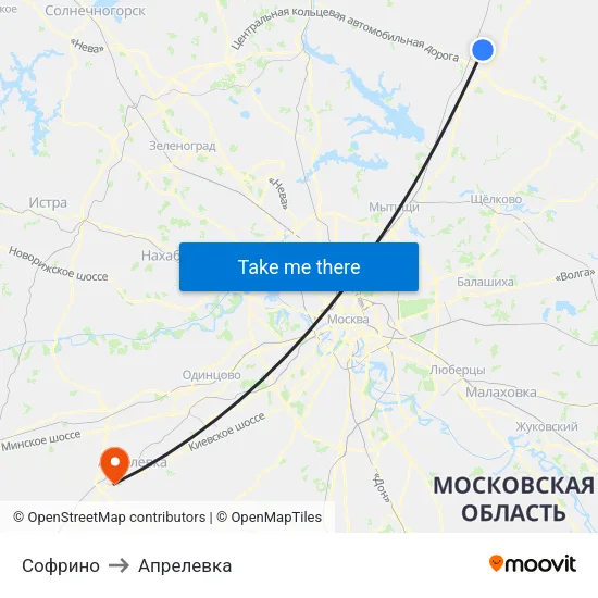 Софрино to Апрелевка map