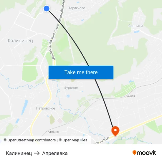 Калининец to Апрелевка map
