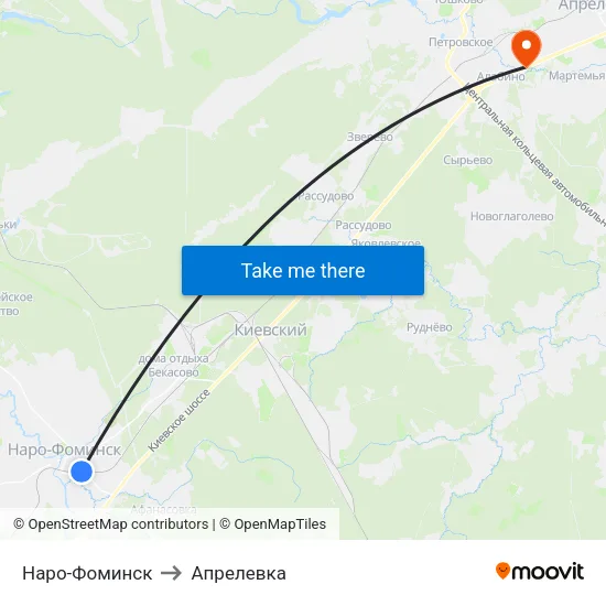 Наро-Фоминск to Апрелевка map