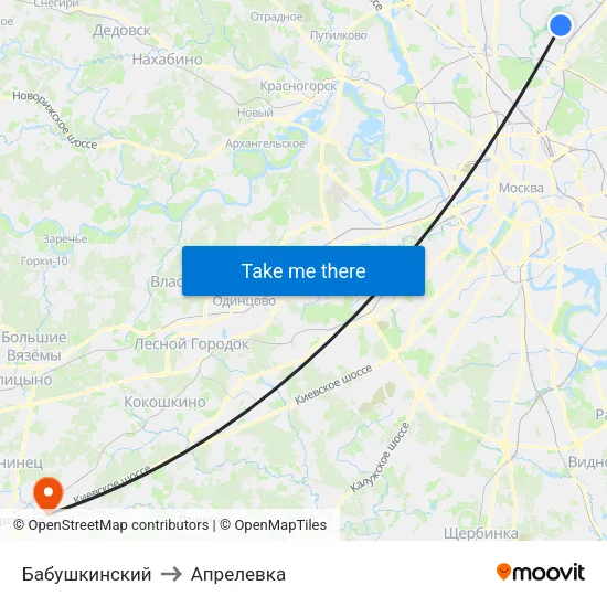 Бабушкинский to Апрелевка map