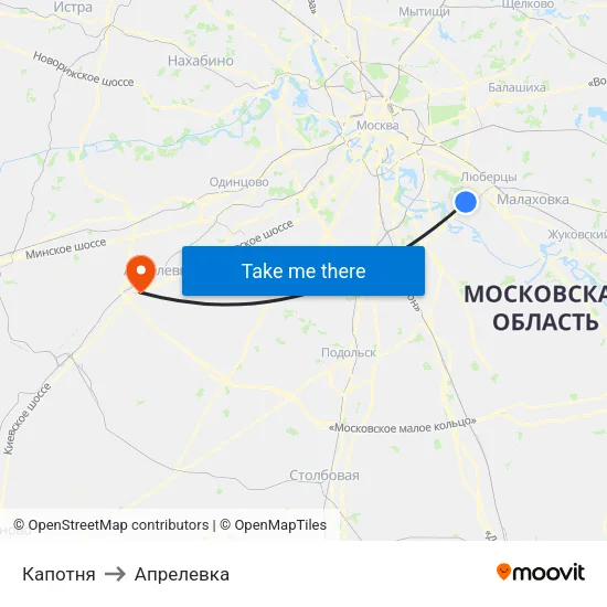 Капотня to Апрелевка map