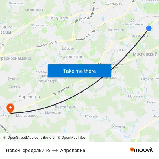 Ново-Переделкино to Апрелевка map