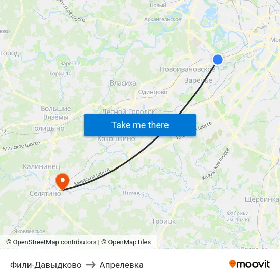 Фили-Давыдково to Апрелевка map