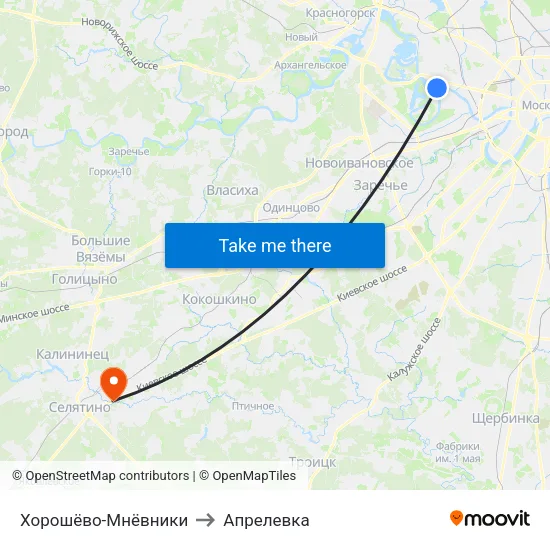 Хорошёво-Мнёвники to Апрелевка map