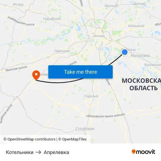 Котельники to Апрелевка map