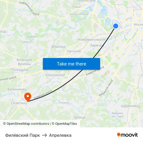 Филёвский Парк to Апрелевка map