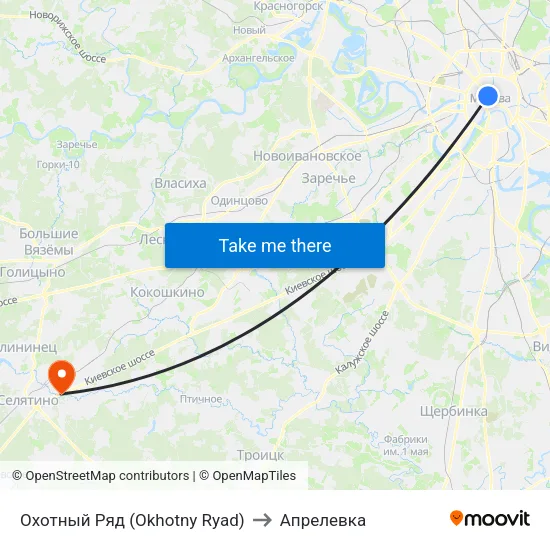 Охотный Ряд (Okhotny Ryad) to Апрелевка map