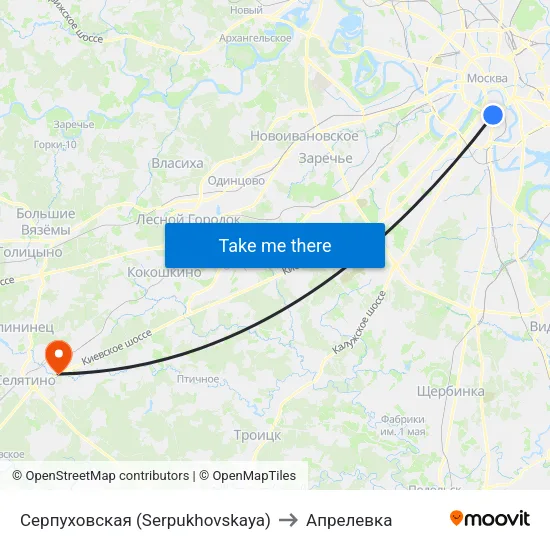 Серпуховская (Serpukhovskaya) to Апрелевка map