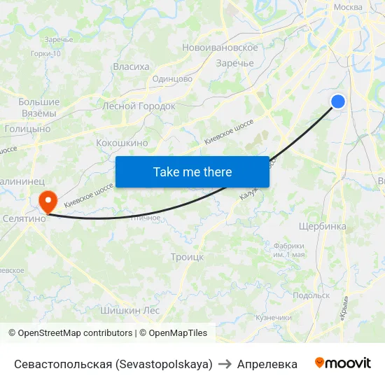 Севастопольская (Sevastopolskaya) to Апрелевка map