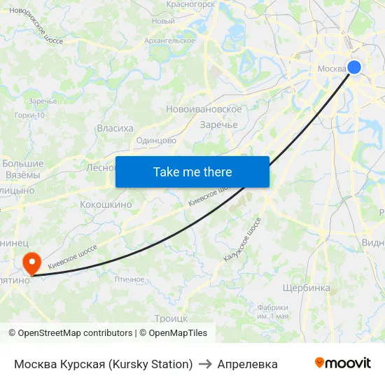 Москва Курская (Kursky Station) to Апрелевка map