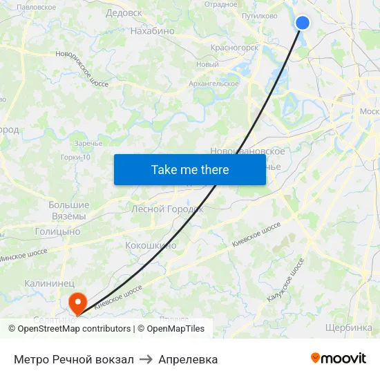 Метро Речной вокзал to Апрелевка map