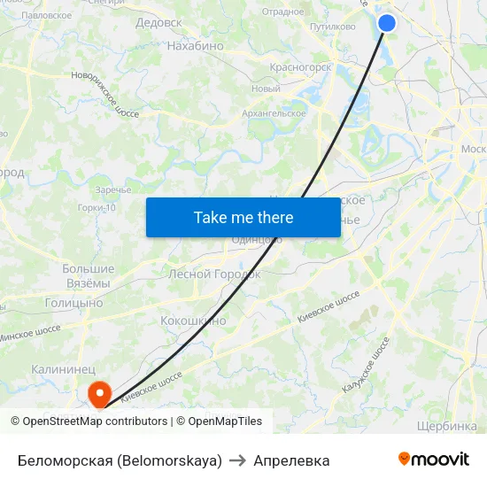 Беломорская (Belomorskaya) to Апрелевка map