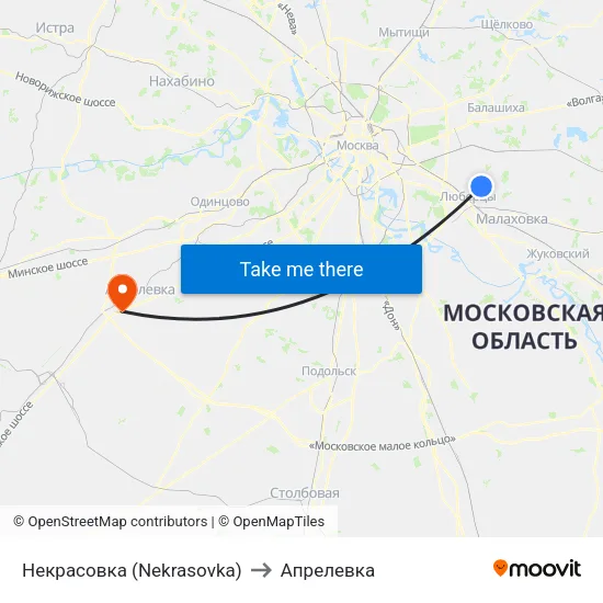 Некрасовка (Nekrasovka) to Апрелевка map