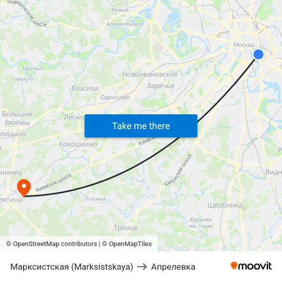 Марксистская (Marksistskaya) to Апрелевка map