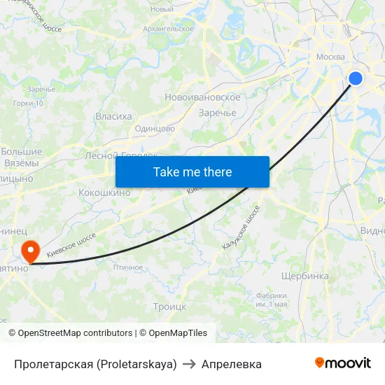 Пролетарская (Proletarskaya) to Апрелевка map