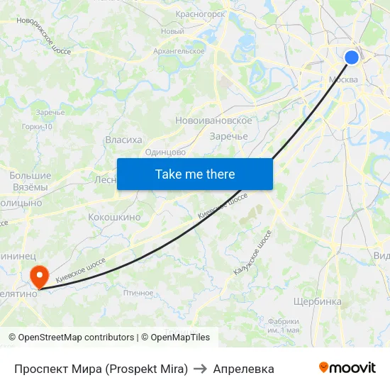 Проспект Мира (Prospekt Mira) to Апрелевка map