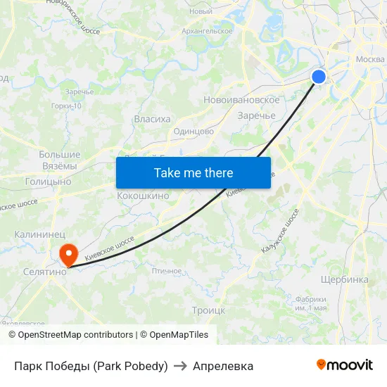 Парк Победы (Park Pobedy) to Апрелевка map
