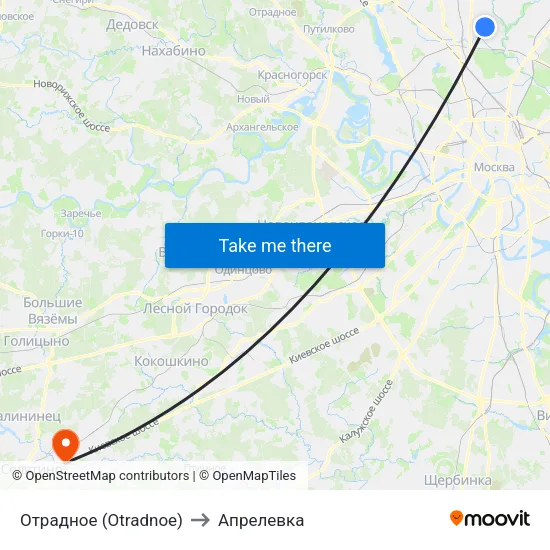 Отрадное (Otradnoe) to Апрелевка map