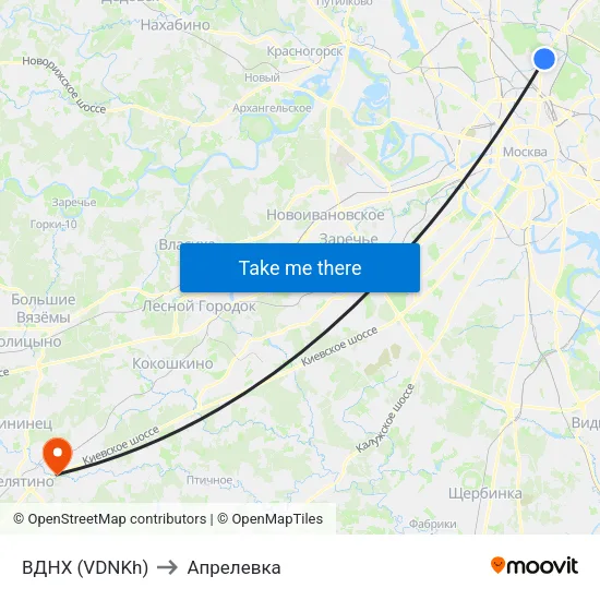 ВДНХ (VDNKh) to Апрелевка map