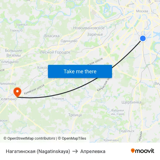 Нагатинская (Nagatinskaya) to Апрелевка map