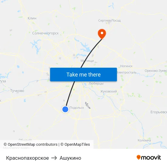 Краснопахорское to Ашукино map