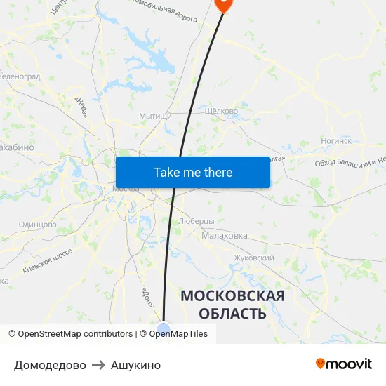Домодедово to Ашукино map