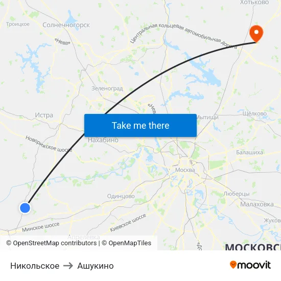 Никольское to Ашукино map