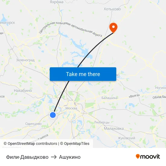 Фили-Давыдково to Ашукино map