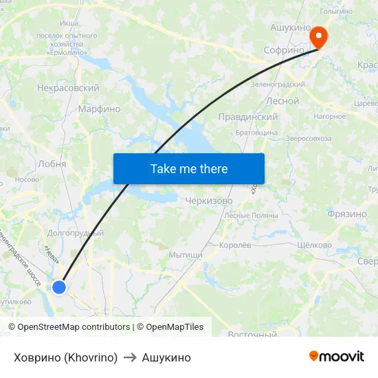Ховрино (Khovrino) to Ашукино map