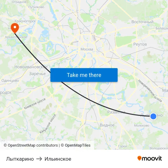 Лыткарино to Ильинское map
