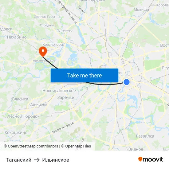 Таганский to Ильинское map