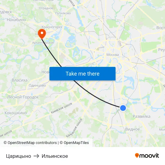 Царицыно to Ильинское map