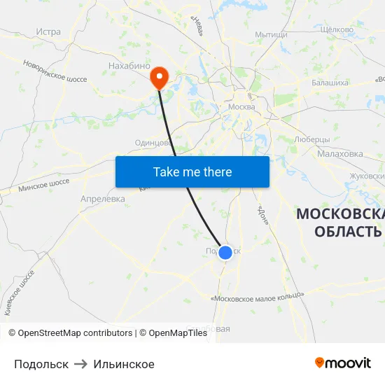 Подольск to Ильинское map