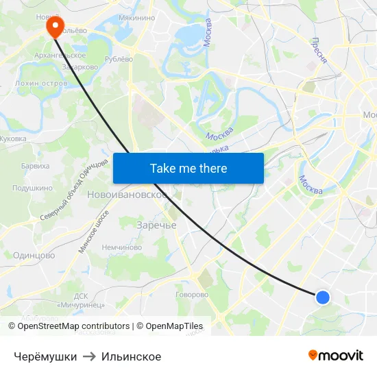 Черёмушки to Ильинское map