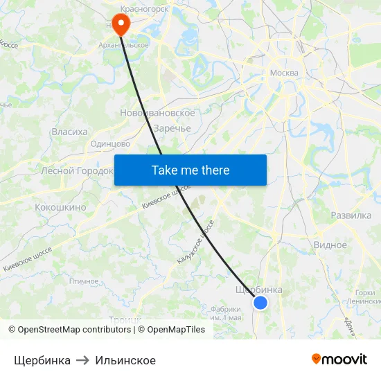 Щербинка to Ильинское map