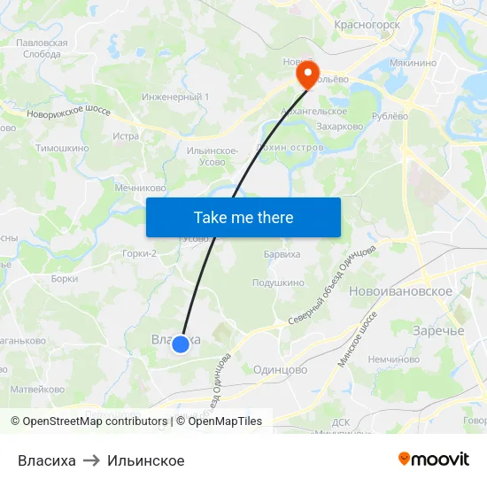 Власиха to Ильинское map